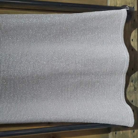 ZARA SILVER SHIMMER METALLIC GRAY KNIT DRESS SIZE LARGE - Picture 10 of 11